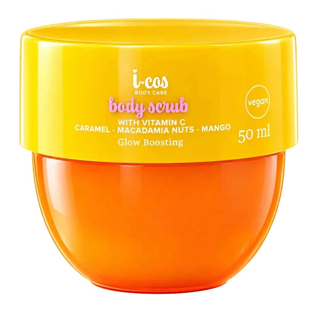 Mini gommage corps à la Vitamine C, Caramel, Noix de Macadamia, Mangue - ICOS